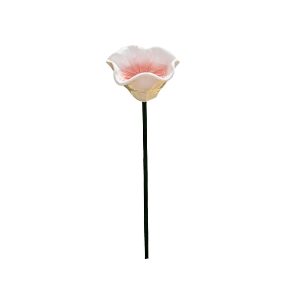 Ceramic Mini Pollinator Watering Station 8.66 Inch, Colorful Flower Bee Water Feeder and Butterfly Bird Bath, Small Outdoor Garden Stake Yard Art Decor Gift, Outdoor Decorations, Pink