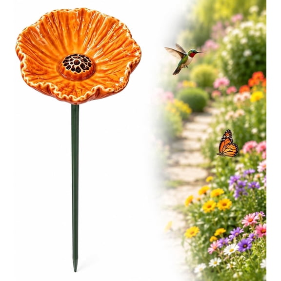 Ceramic Mini Pollinator Watering Station, Bee Watering Station for Garden Cups, Colorful Flower Bee Water Feeder & Butterfly Bird Bath