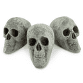 thumbnail image 1 of Ceramic Mini Skull for Indoor and Outdoor Fire Pits and Fireplaces | Set of 3 Fireproof Ceramic Skull | 3" Inches, Gray Color, 1 of 3