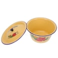thumbnail image 1 of Ceramic Mixing Bowls Enamel Basin with Lid Enamelware Salad Soup Vintage Grease Container Round, 1 of 6