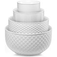 thumbnail image 1 of Ceramic Mixing Bowls, Nesting Set of 4, Embossed Kitchen Dishware, Prep, Serving, Gift, Microwave and Dishwasher Safe, 20/44/98/145 oz, 1 of 7