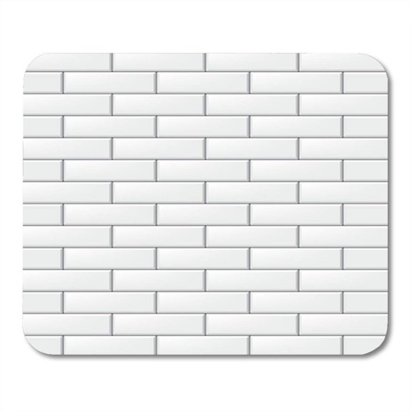 Ceramic Modern Rectangular Brick White Tiles Realistic Abstract Bathroom Mousepad Mouse Pad Mouse Mat 9x10 inch