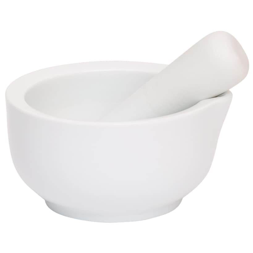 Speckled White Ceramic Mortar and Pestle Set, Medium