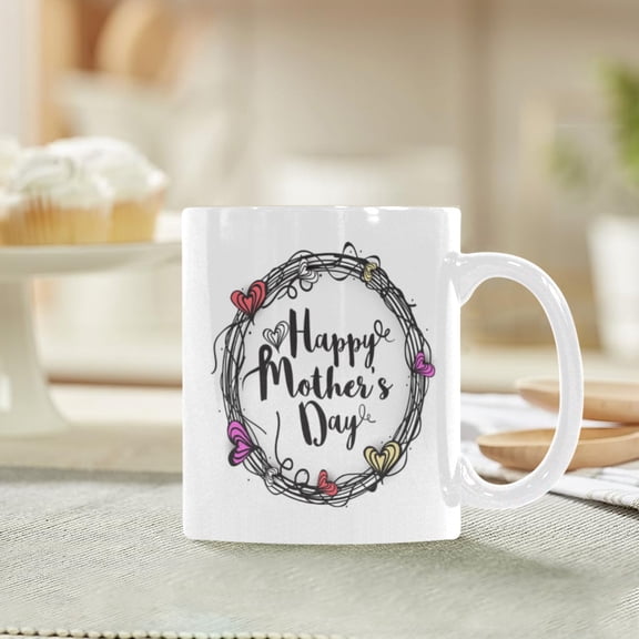 Ceramic Mug  11 oz White Coffee Mug  Mother's Day Gift - HMD Wreath