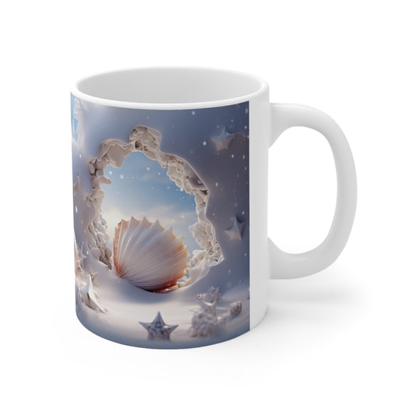Ceramic Mug 11oz Seashells 3-D Enhanced