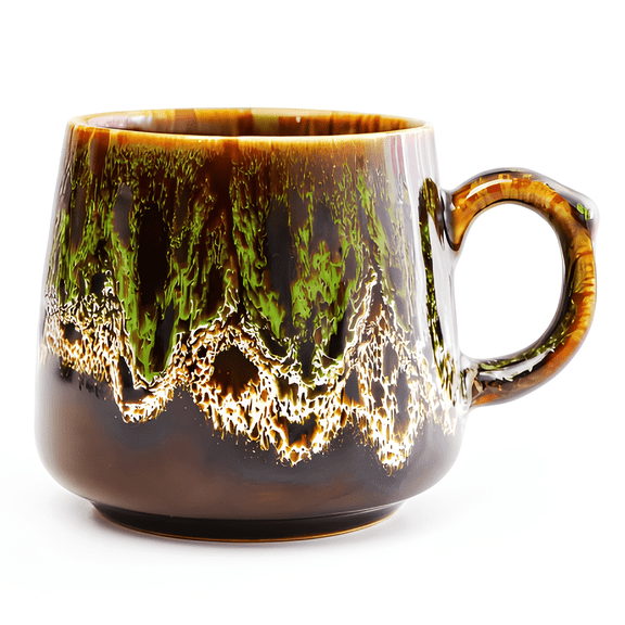 12oz Cool Unique Mugs Handmade Ceramic Coffee Mug Gift for Men Women- Microwave & Dishwasher Safe -For Tea, Coffee, and Milk Home Office (Green)