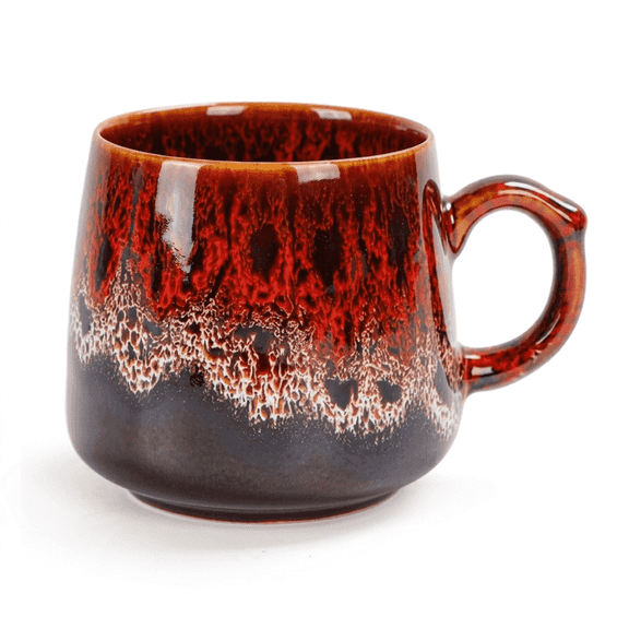 12oz Cool Unique Mugs, Handmade Ceramic Coffee Mug, Great Gift for Men Women, Microwave & Dishwasher Safe ,For Tea, Coffee, and Milk Home Office (Red)