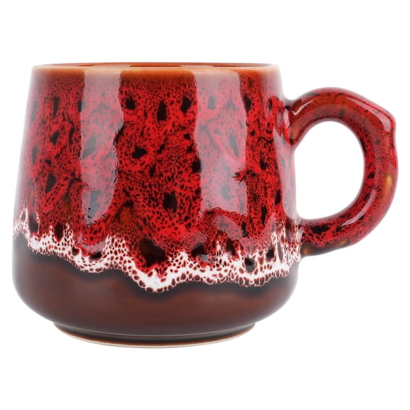 12oz Cool Unique Mugs, Handmade Ceramic Coffee Mug, Great Gift for Men Women, Microwave & Dishwasher Safe ,For Tea, Coffee, and Milk Home Office (Red)