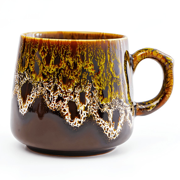 Unique Reactive Glaze Ceramic Coffee Mug, 12oz Handcrafted Stoneware Cup, Ideal Gift for Home & Office (Yellow)