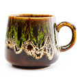 thumbnail image 1 of Unique Reactive Glaze Ceramic Coffee Mug, 12oz Handcrafted Stoneware Cup, Ideal Gift for Home & Office (Green), 1 of 12