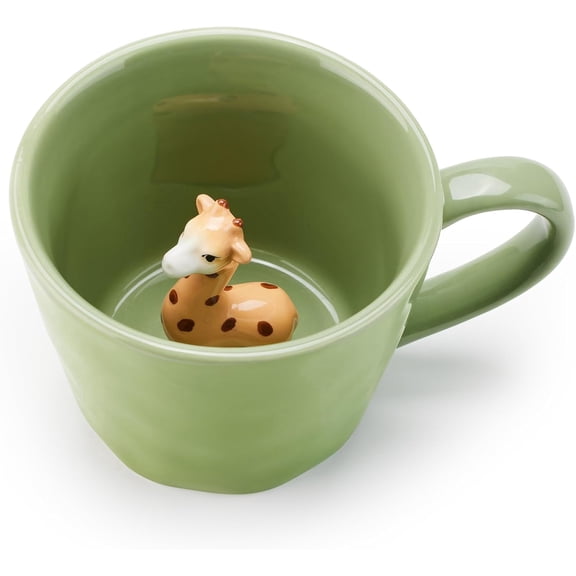 Ceramic Mug with 3D Animal Inside, Cartoon Handmade Figurine Mugs, Cute Coffee Mug With Interesting Design, Holiday and Birthday Gift for Coffee and Milk Tea Lovers