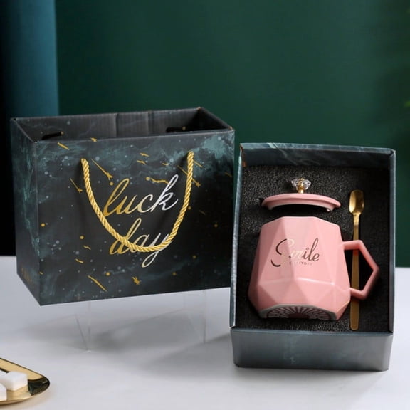 Ceramic Mug 55 Degree Constant Temperature Cup Heated Warm Cup Opening Business Event Small Gift(Pink)