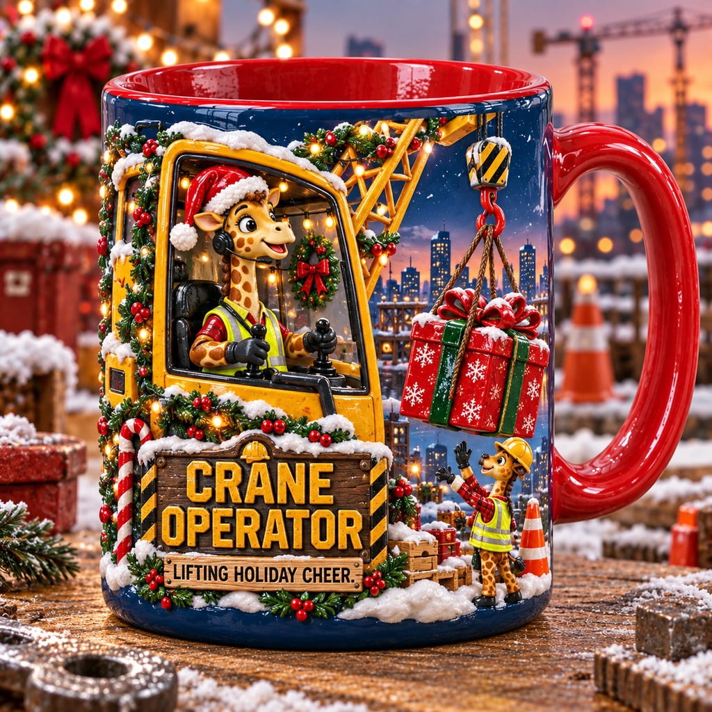 Ceramic Mug Crane Operator Giraffe Christmas Coffee Break Gift for ...