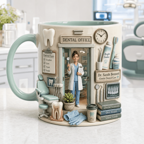 Ceramic Mug Dental Office Scene Ceramic Coffee Cup for Office Dentists