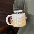 thumbnail image 1 of Ceramic Mug Drinking Cup High-apperance Women Couple's Cup Office Coffee Cup Sealed With Lid Large-Capacity Cup,Improve The Quality of Your Life,450ml, 1 of 6