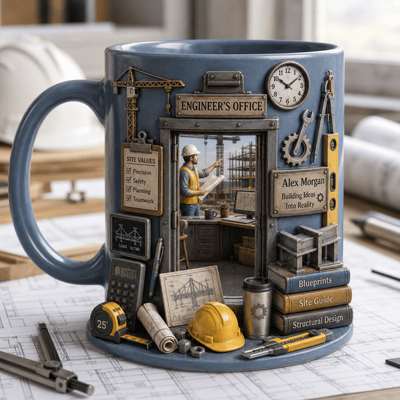 Ceramic Mug Engineer Construction Site Ceramic Coffee Cup for Desk and Office Engineers