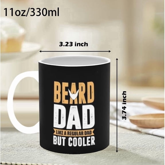 11 oz Ceramic Coffee Mug with Black Printed Dad Beard Design for Fathers Day