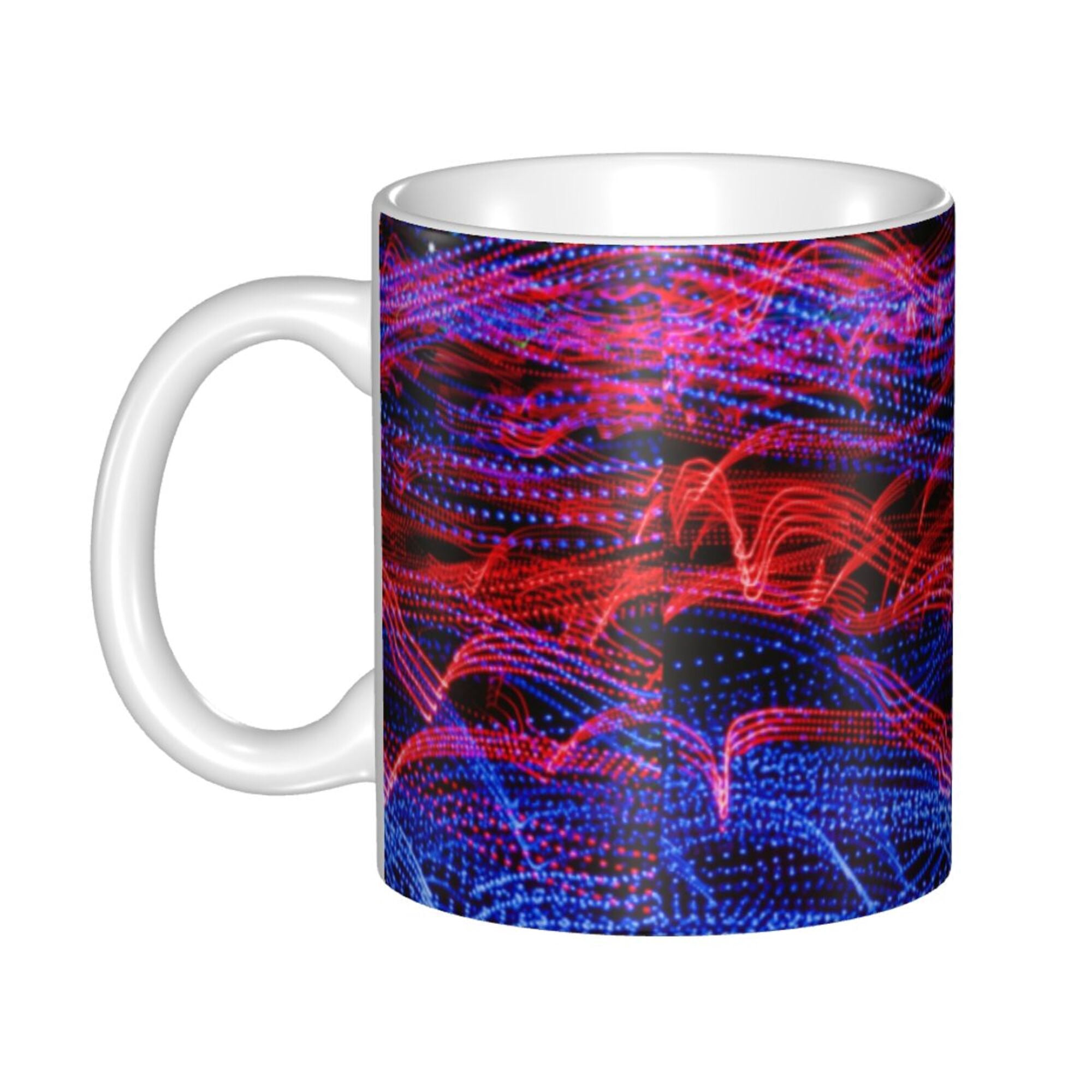 Ceramic Mug Funny Coffee Milk Tea Mug Cup Blue Neon Light Wallpaper Cup ...