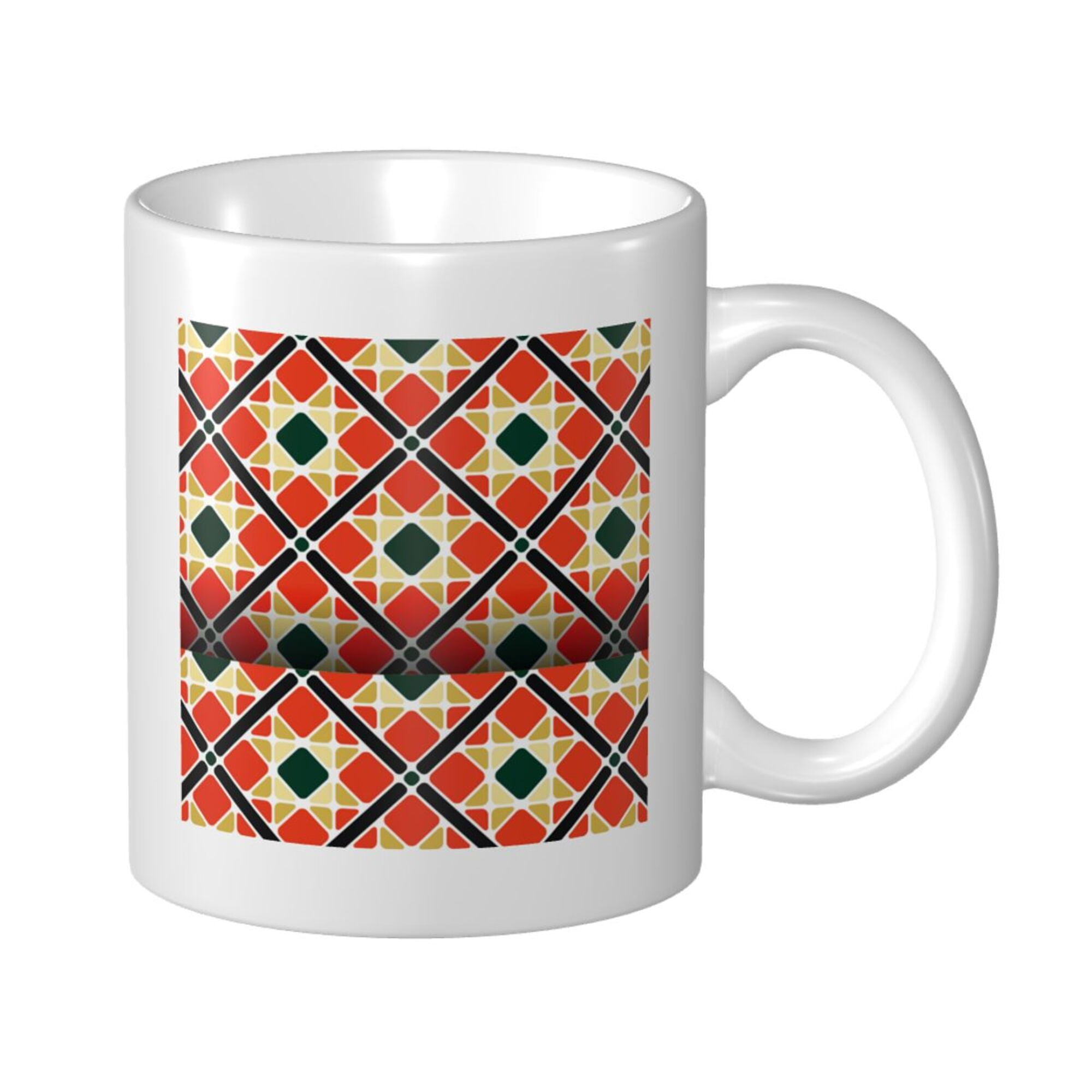 Mug Geometric Pattern Ceramic Mug Funny Coffee Milk Tea Mug Cup Retro geometric pattern Cup ...