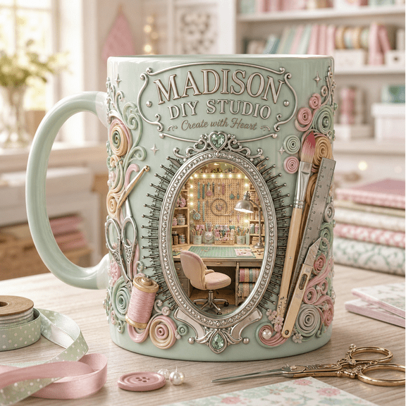 Ceramic Mug Madison DIY Studio Ceramic Coffee Cup for Craft Room Desk for Crafters