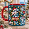 Ceramic Mug, Personalized Christmas Dolphin Wreath, Coffee Cup for ...