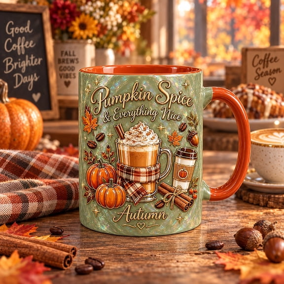 Ceramic Mug Pumpkin Spice Autumn Coffee Cup for Fall Drink Lovers