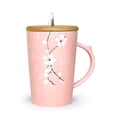 thumbnail image 1 of Ceramic Mug Sakura Floral Design with Spoon and Wood Lid, 1 of 8