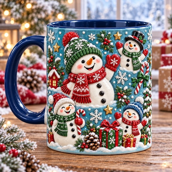 Ceramic Mug Snowman Character, Cozy Hot Drink Cup for Christmas Gifts