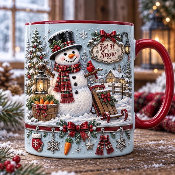 Ceramic Mug Snowman Christmas Winter Coffee Cup for Holiday Gift Giving