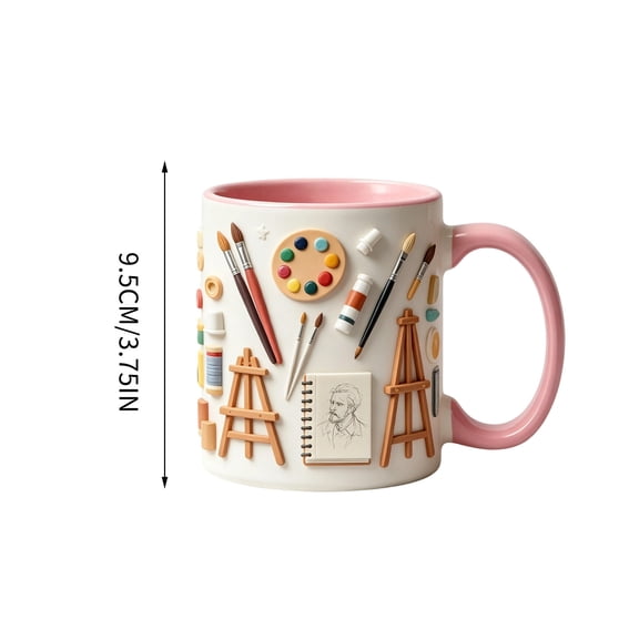 Ceramic Mug | Tool Design Drinking Cup with Comfortable Handle | Microwave and Dishwasher Safe Daily Beverage Cup 1PC