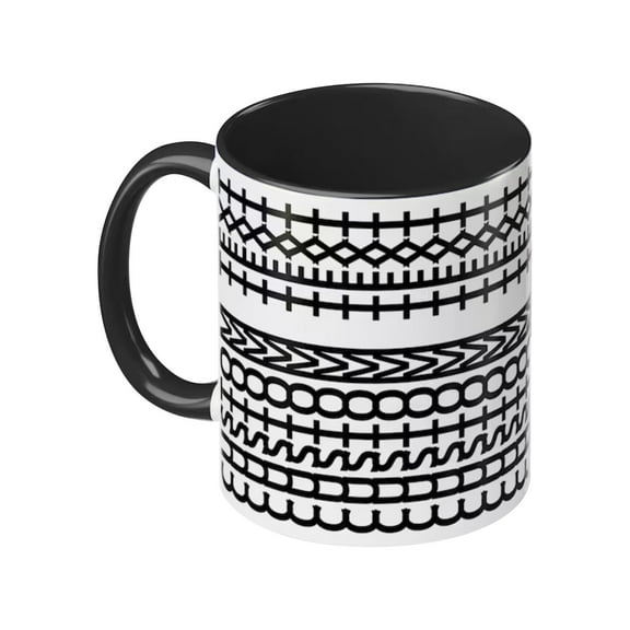 Ceramic Mug With Abstract Geometric Line Art Pattern Modern Artistic Coffee Tea Cup For Home Office Kitchen Use