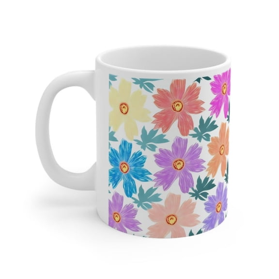 Ceramic Mug oz FLORAL PRINT MUG tea cup on tankard seidel beaker stein pot dirt mud java brew cuppa go juice jitter juice morning jo.