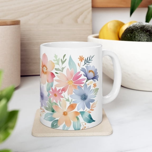 Ceramic Mug oz FLORAL PRINT tea cup on tankard seidel beaker stein pot dirt mud java brew cuppa go juice jitter juice morningjolt.