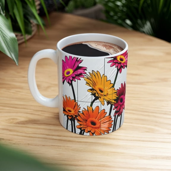 Ceramic Mug oz GERBE FLOWER MUG coffee cup on tankard seidel beaker stein pot dirt mud java brew cuppa go juice jitter juice.
