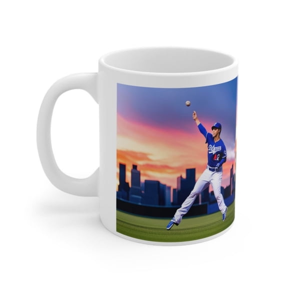 Ceramic Mug oz LA BASEBALL MUG tea cup on tankard seidel beaker stein pot dirt mud java brew cuppa go juice jitter juice morning jolt.