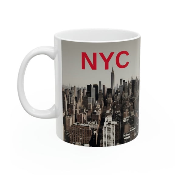 Ceramic Mug, oz NYC COFFEE MUG tea cup on tankard seidel beaker stein pot dirt mud java brew cuppa go juice jitter juice morning jolt.
