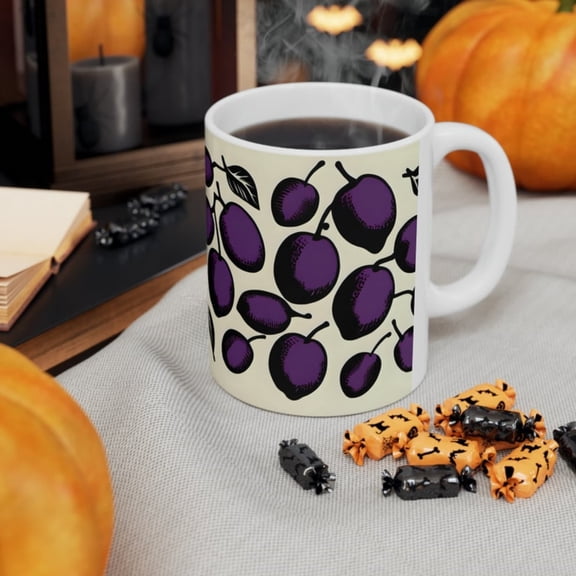 Ceramic Mug, oz PLUM COFFEE MUG tea cup on tankard seidel beaker stein pot dirt mud java brew cuppa go juice jitter juice morning jolt.