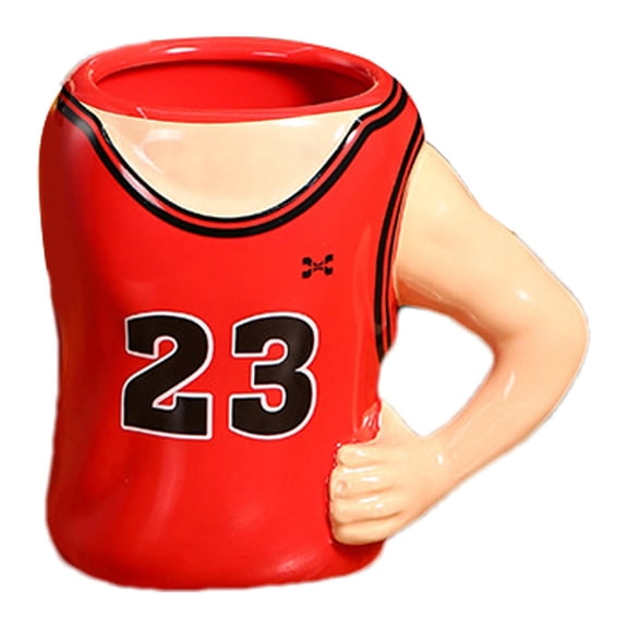 Ceramic Mug with Basketball Jersey Design and Number 23 Arm Handle Unique Shaped Novelty Coffee Cup for Home Office Use