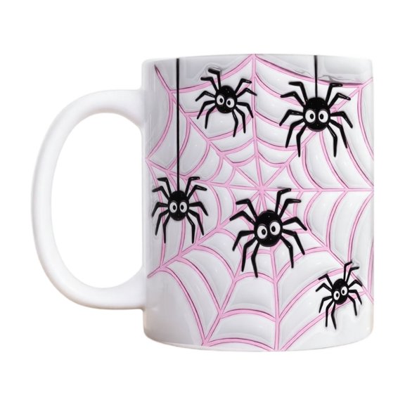 Ceramic Mug with Bat and Moon Pattern Halloween Theme Durable Material for Hot and Cold Beverages Dishwasher Safe