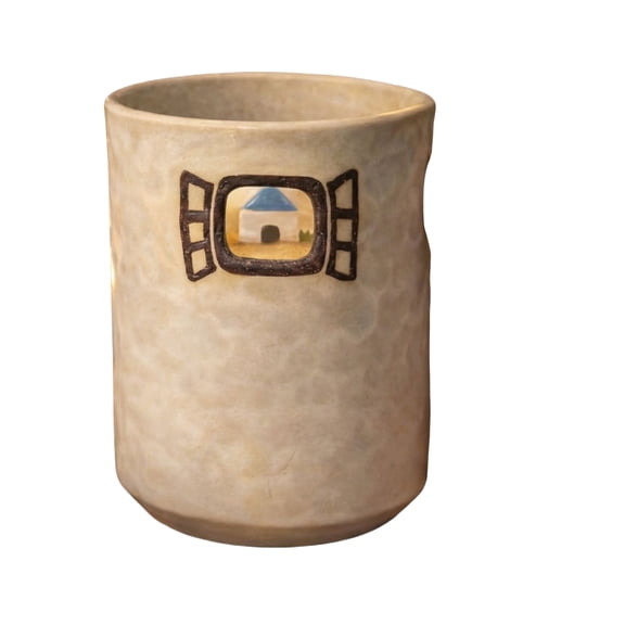 Ceramic Mug with Window Pattern Handcrafted Matte Finish Cup Minimalist Style for Home Office Tea Coffee Water