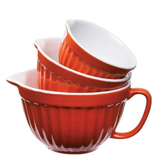 Ceramic Nested Measuring Cup Set of 3, Orange