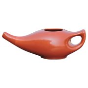 Ceramic Neti Pot Red Color, Comfortable Spout for Nasal Care with 5 Sachets Salt