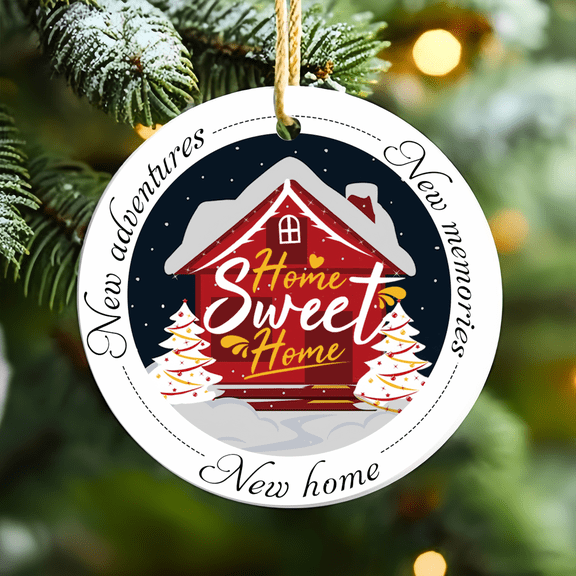 Ceramic New Home Ornament Hanging Housewarming Gift Christmas Tree Decor