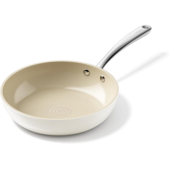 Ceramic Nonstick Frying Pan, Ceramic Non-Stick Saute Pan, Non  Egg Pan, Cooking Pan for Kitchen,  Free,  Stovetops (Gas, Electric, Induction), Oven Dishwasher Safe(9.5" Beige)