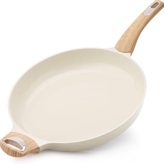 Ceramic Nonstick Frying Pan Skillet 12.5Inch Non Stick Pan with Ergonomic Handle, Healthy Large Cooking Chef's Pan