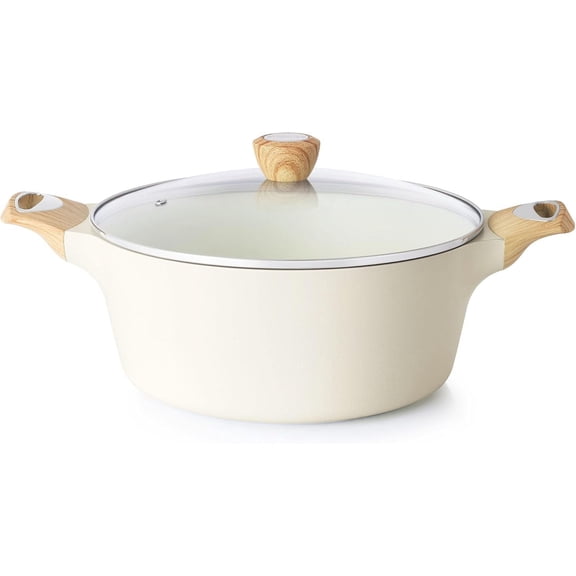 Ceramic Nonstick Stock Pot with Lid, 2.6/4.5/6.6/8.5 QT Soup Pot Casserole Pot, Non-toxic Healthy Pasta Pot, Large Cooking Pot Stew Pot, Induction Compatible