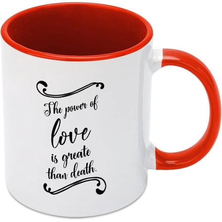 Ceramic Novelty Coffee Mug Power Of The Love Which Is Greater Than Death Mug For Hot Drinks Tea Cocoa Cappuccino Latte Mug Tea Cup Christmas Mug Valentine's Day Gifts 11Oz Red Mug