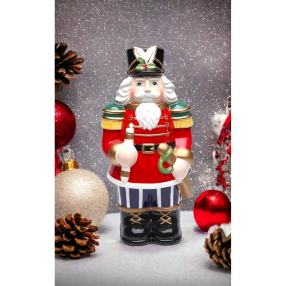 Ceramic Nutcracker Cookie Jar 7x6x14.75 Kitchen Christmas Gift