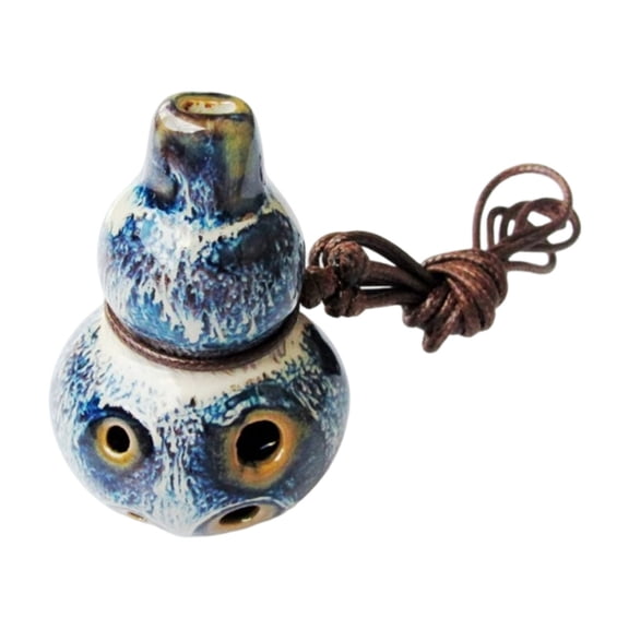 Ceramic Ocarina in Key of C for Beginners, Six Hole Small Wind Instrument with Lanyard for Music Lessons and Home Study