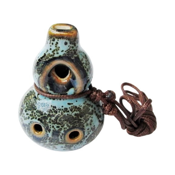 Ceramic Ocarina in Key of C for Beginners, Six Hole Small Wind Instrument with Lanyard for Music Lessons and Home Study